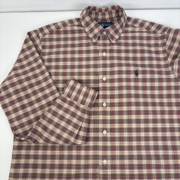 Ralph Lauren Other - Ralph Lauren Mens Classic Fit L/S Plaid Button Down Shirt Red Black Tan Size L